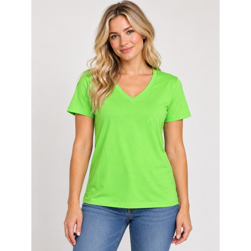 Jones New York Sport Lime Green V-Neck Short Sleeve T-Shirt Size M NWT